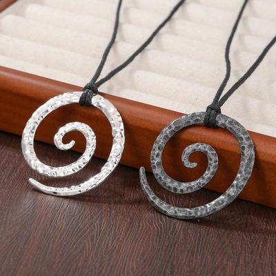 Wikingowski Vintage Spiralny Symbol Amulet Wisiorek Naszyjnik Norweska Biżuteria Męskie Dodatki na Imprezę