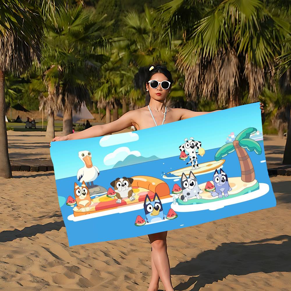 Cartoon B-Blueys Microfiber Blanket Quick Drying Beach Towels Oversized Printing Super Absorbent Pool Towel Blanket