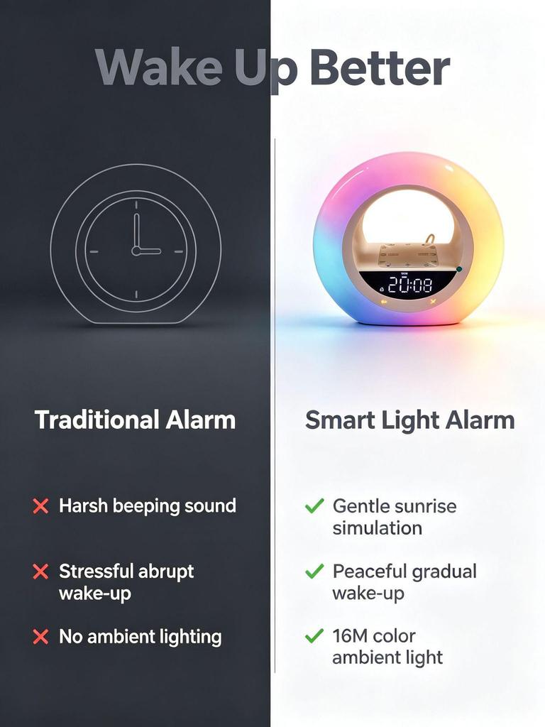 Planet-Shaped LED Sunrise Wake-Up Light and White Noise Alarm Clock