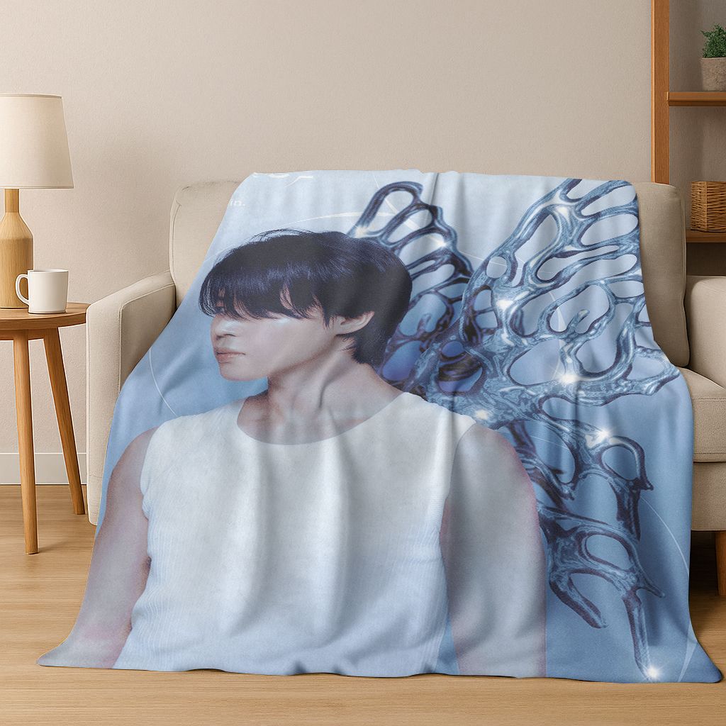 3D JIMIN Solo KPOP Singer Flannel Blanket,Warm and Cozy Soft Throw Blanket for Home Bedroom Bed Sofa Picnic Office Cover Gift