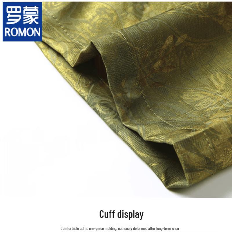 ROMON Men's Chinese Style Floral Short Sleeve Shirt