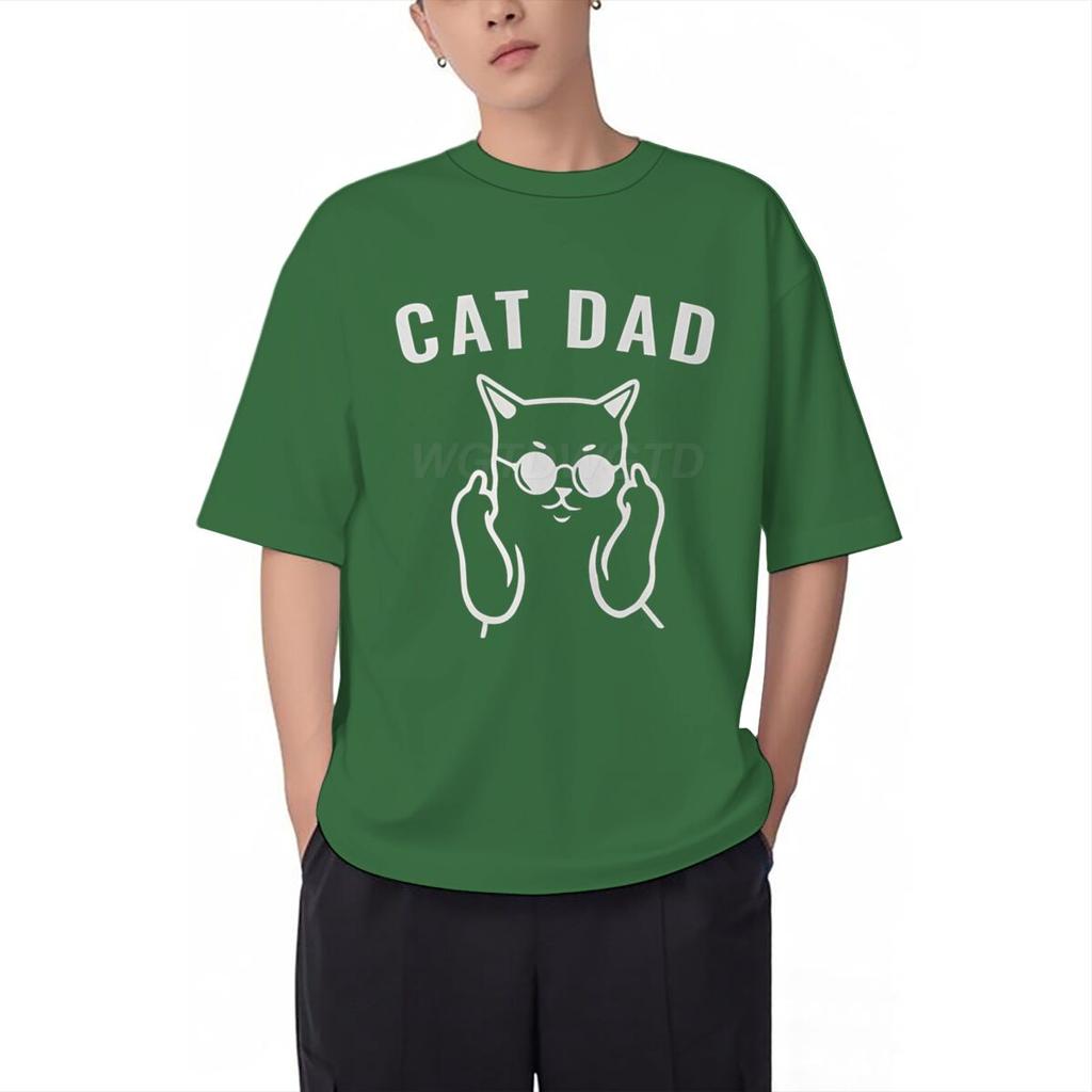Fun Cat Dad Print T Shirt Men 100 Cotton Short Sleeve Tshirts Humor Fashion Animal Kitten Streetwear Crewneck Ropa Hombre