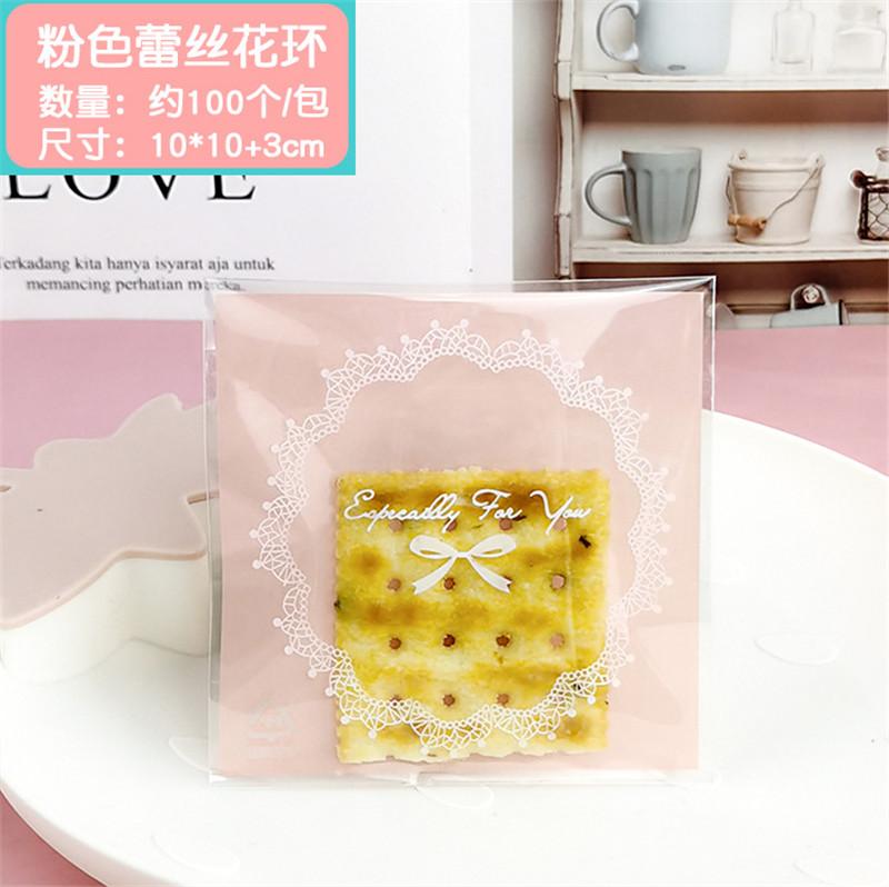100 Pcs 10x10+3cm Flower Pattern Printed Plastic Bags Cookie Biscuits Snack Self Stick Package For Wedding Party Gift