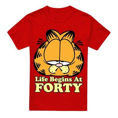 Koszulka unisex dla dorosłych Garfield Życie zaczyna się po czterdziestce