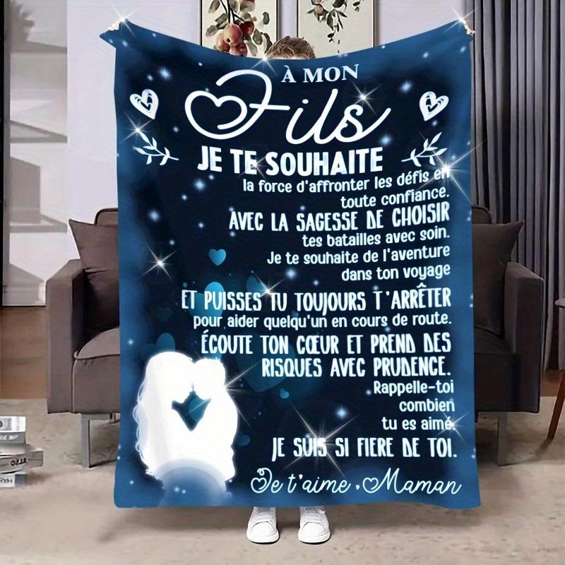 

Personalized French Blanket Mother To Son Love Message Soft Fleece Throw Gift Home Decor Family Theme 75x100cm