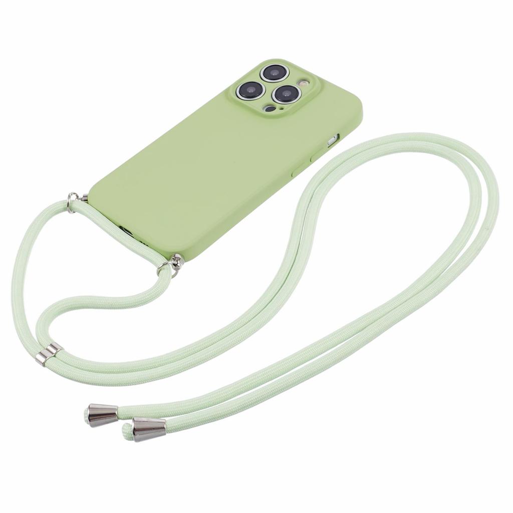 For iPhone 15 Pro Case Candy Color Rubberized Phone Cover with Long Lanyard