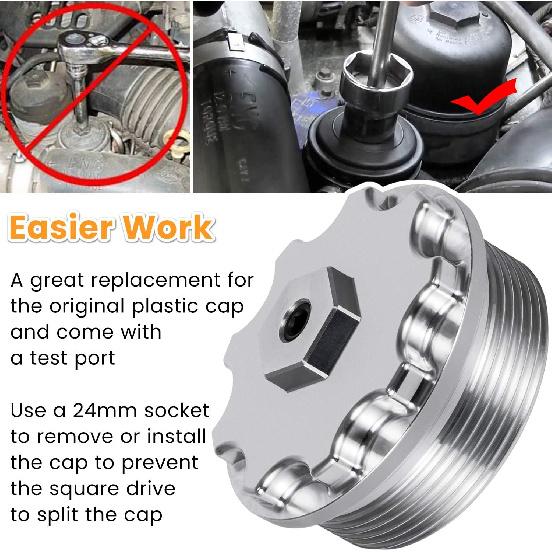 Fuel Filter Cap For Ford 6.0L Powerstroke Diesel 2003-2007 F250 F350 F450 F550 F650 F750 Excursion E150 E250 E350 E450 With Fuel Pressure Port