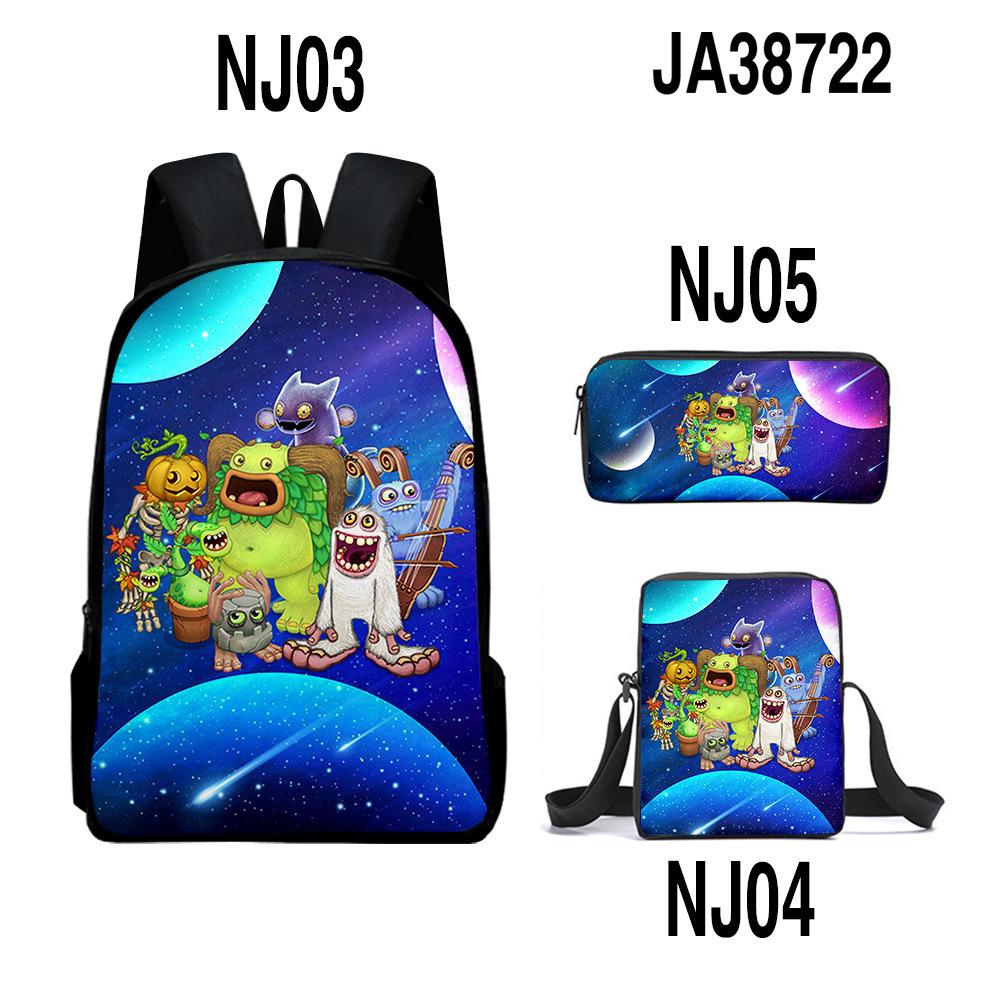 Школьный рюкзак, сумка-портфель, пенал My Singing Monsters, трехпредметный набор pencil case