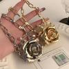 Luxury Exaggerated Flower Necklace Big Neck Chain Elegant Metal Rose Necklace  Daily