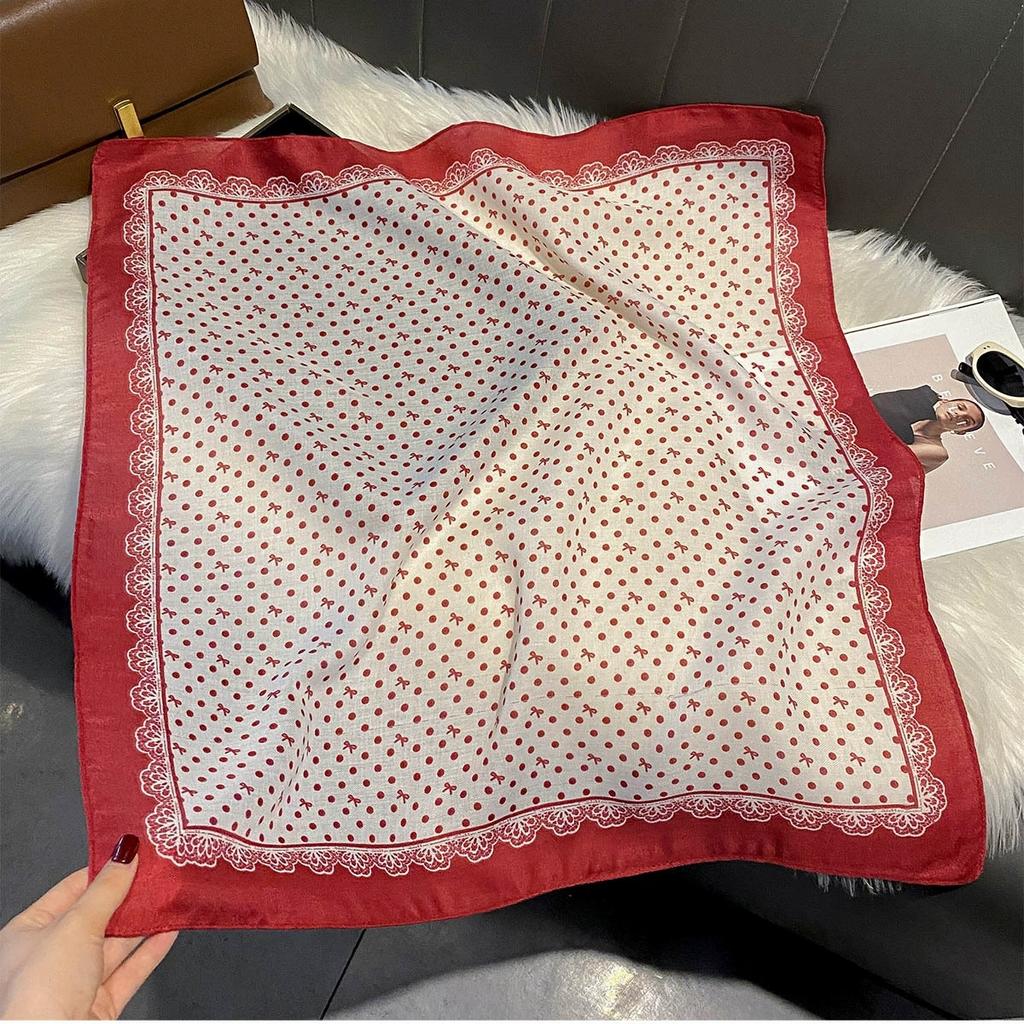 68Cm Small Square Simulated Silk Feminine Scarf Hijab Female Headband Kerchief Retro Neck Tie Shawl Wrap