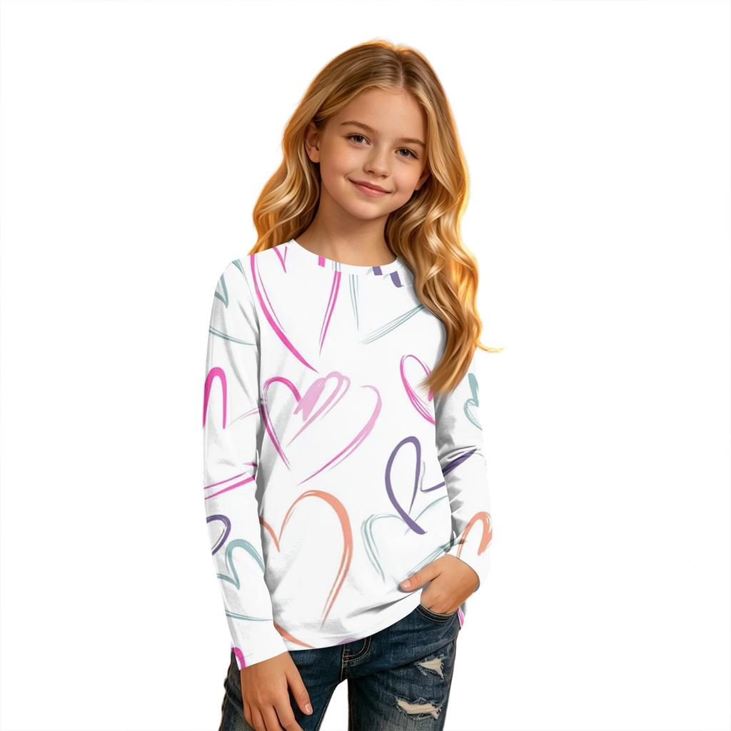 Kids' Long Sleeve Neck Printed T-Shirt Casual Top for Boys and Girls