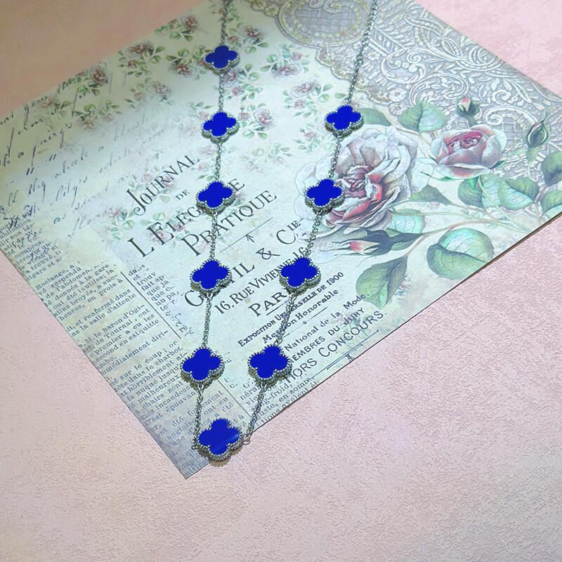 15MM High Version Ten Flower Four-leaf Clover Necklace 18k Double-sided Mother-of-pearl Four-leaf Clover Sweater Chain