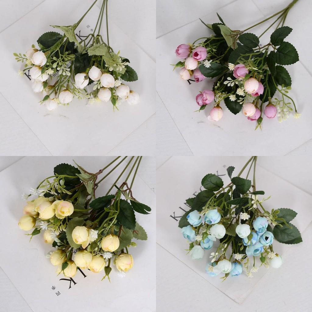Simulated Rose Small Bouquet Multi Head Flower Bud Wedding Hotel Home Decoration