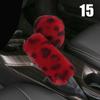 Luxury Leopard Winter Car Steering Wheel Cover Fur Imitation Rabbit Hair Soft Plush Gear Handbrake Case Car Interior