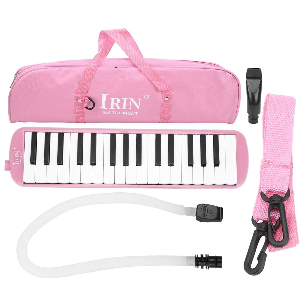 IRIN Melodic Cassette 32 Key Wind Instrument Pianica Melodica Piano Style Portable with Carrying Perfect for Beginners and Pink Bag, Practice,