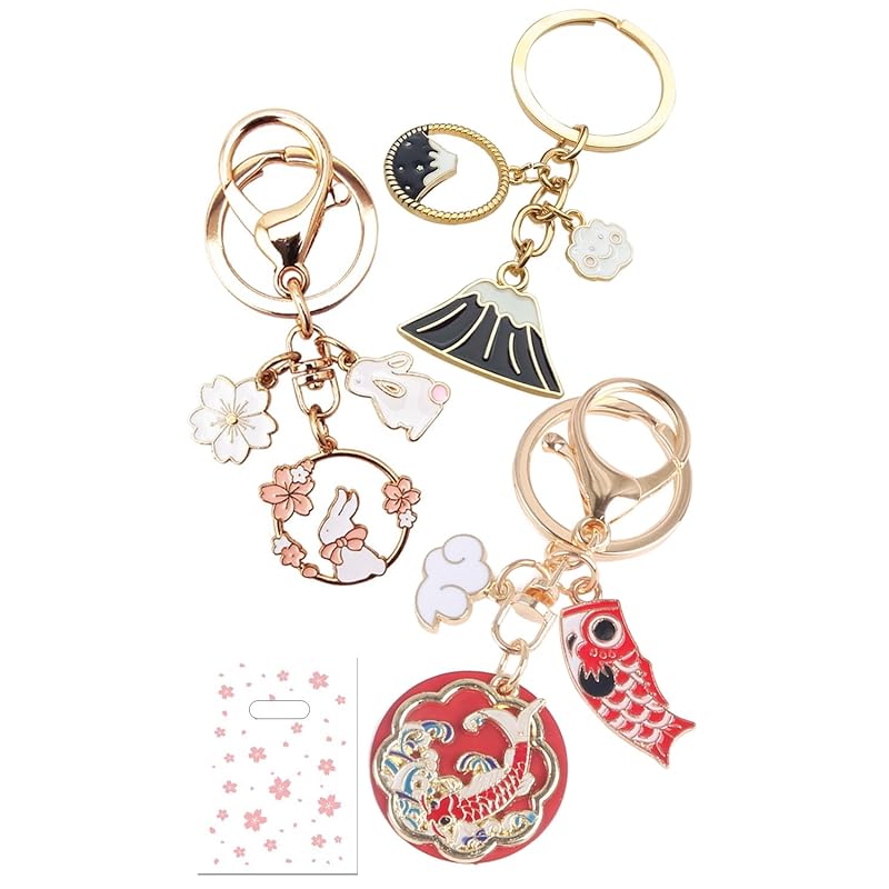 

[villageriver]Japanese souvenirs that foreigners will enjoy key ring Mt.Fuji beckoning cat Daruma Contains 3 cherry blossom bags (Fuji set)