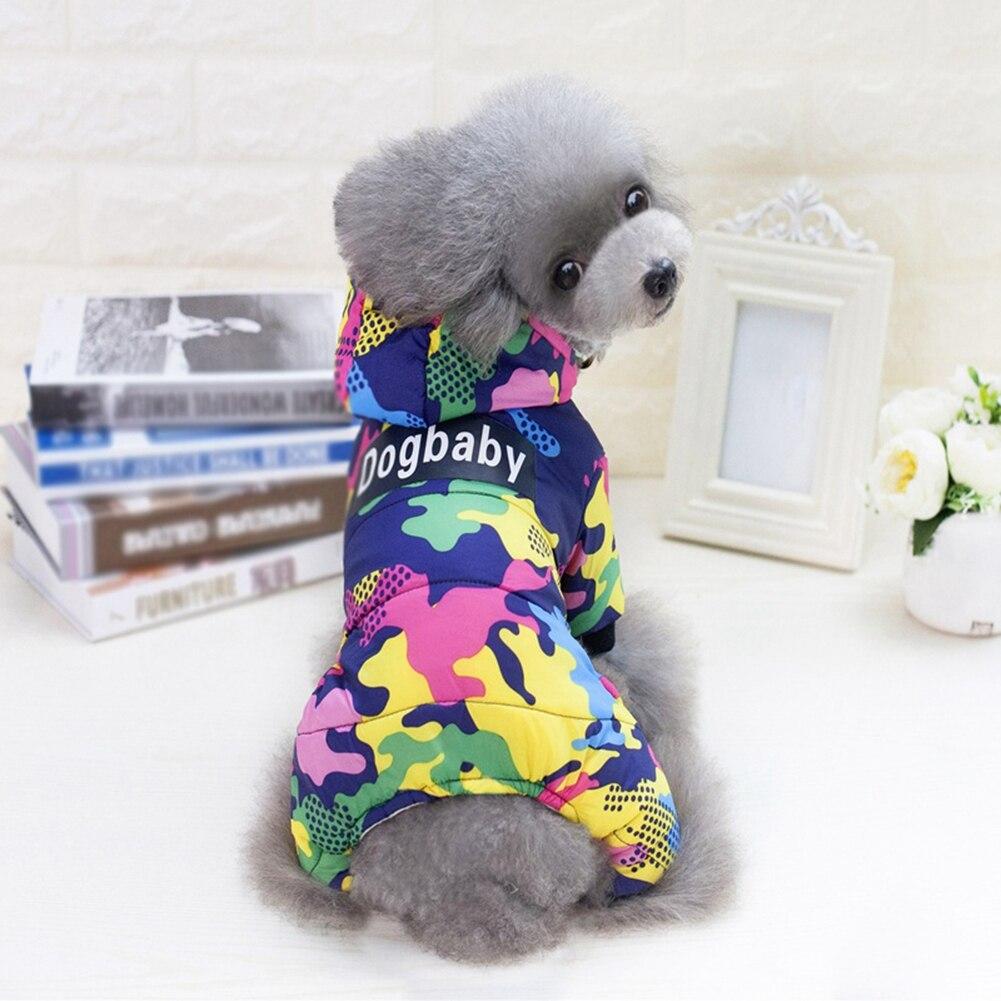 Thick Pet Dog Winter Coat Four Legs Cotton Hooded Camouflage Cotton Jacket For Small Medium Dogs Jumpsuit
