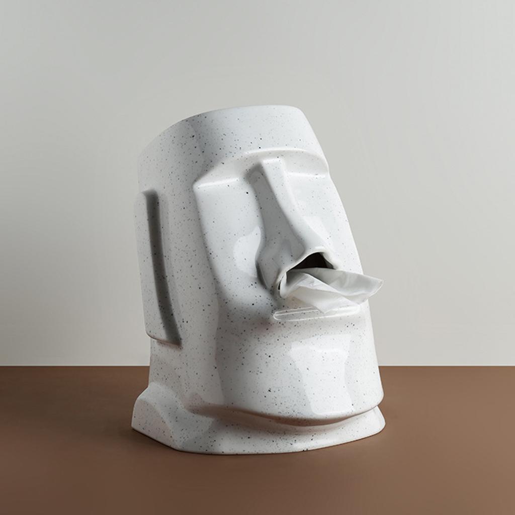 Creative Moai Tissue Holder Box – Decorative Cover Dispenser Easter Island Sculpture Moai Bathroom Vanity