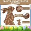 4/5 Piece Printed Easter Wooden Rabbit Ornament With Bowknot Standing Bunny Ornament  Shop