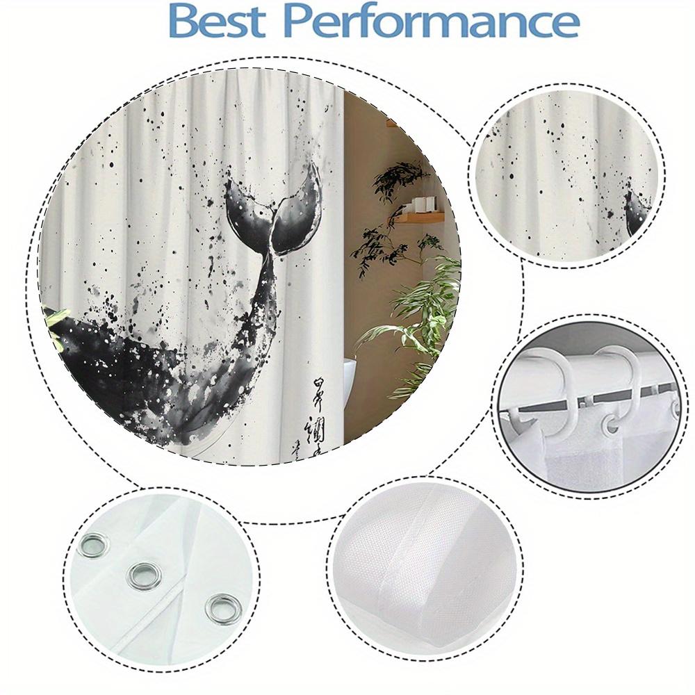 Humpback Whale Shower Curtain Japanese Traditional Art Washable Including 12 Hooks Modern Bathroom Decorative Shower Curtain