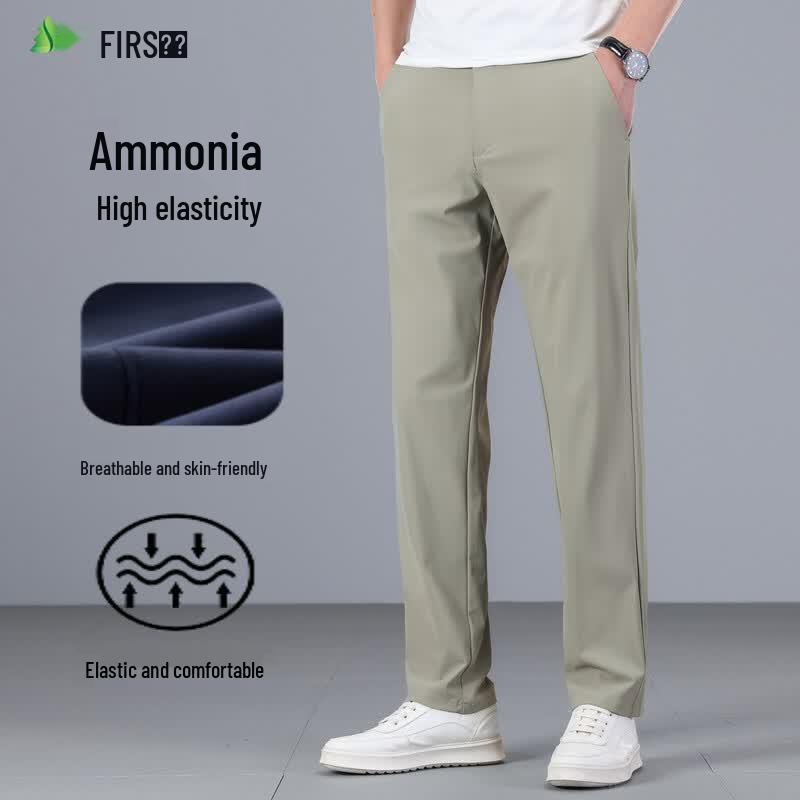 Men s Wrinkle-Resistant Lightweight Stretch Straight-Leg Casual Business Pants 30