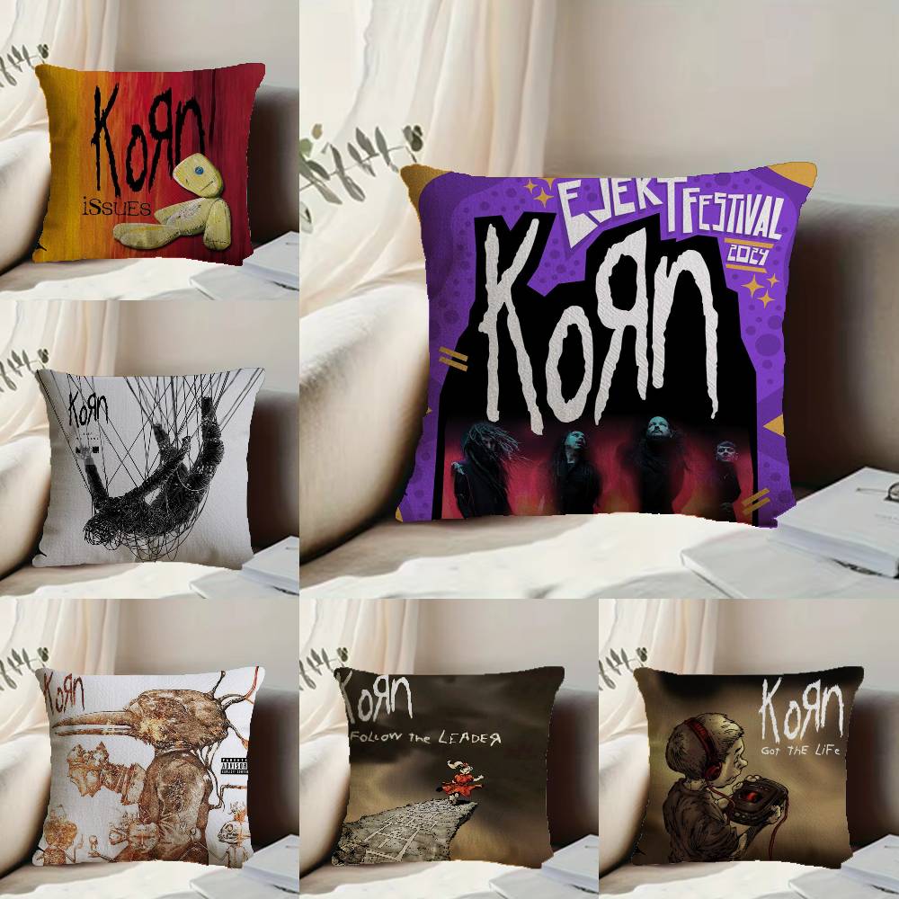 Rock Band K-Korn Pillow Case Anti-dustmite Pillowcase Invisible zipper silky short plush Sofa cushion cover