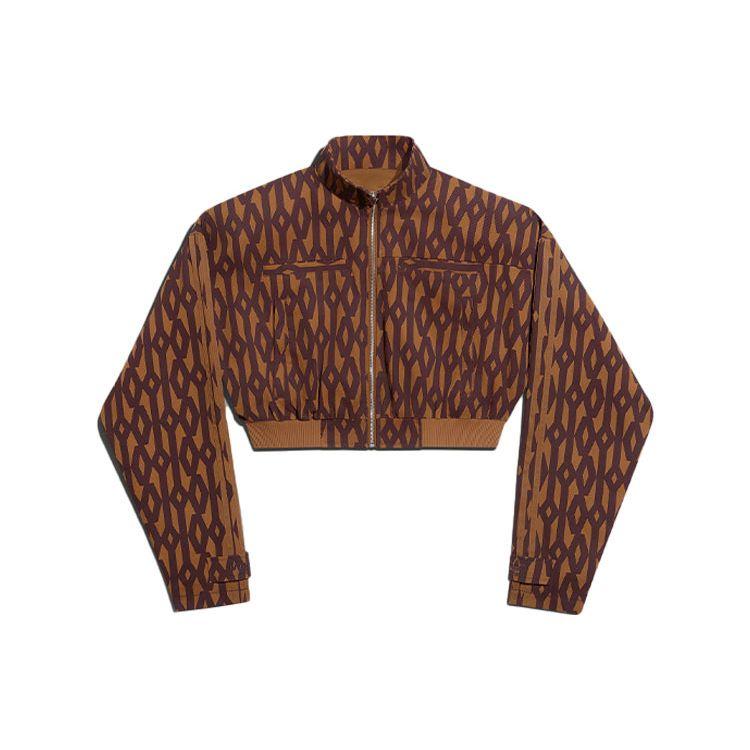 Adidas Originals X Ivy Park Collaboration Short Printed Stand Collar Sports Jacket Women Jackets Brown HB8423