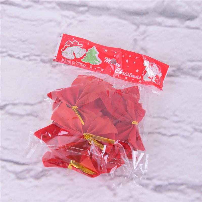 Red Small Flocked Christmas Bow Tree Lights Decorations Ornaments