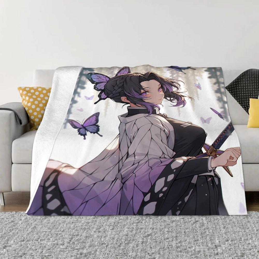 Kochou Shinobu Fluffy Soft Blankets for Decorative Sofa Blanket Knitted Plaid Home and Decoration Microfiber Bedding Beach Towel