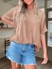Womens Ribbed Batwing T Shirt Short Sleeve Loose Fit Summer Tunic Top