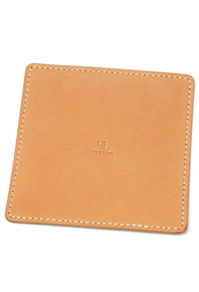 Cypress (Hinoki) Tochigi Leather Coaster, Square, Handmade from a Single Piece of Leather, for Men and Women, Made In Japan, Genuine Leather, Tanned