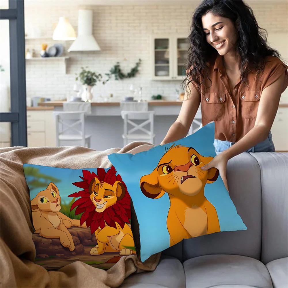 The Lion King Pillow Covers Cartoon Sofa Decorative Home Double-Sided Printing Short Plush Cute Cushion Cover