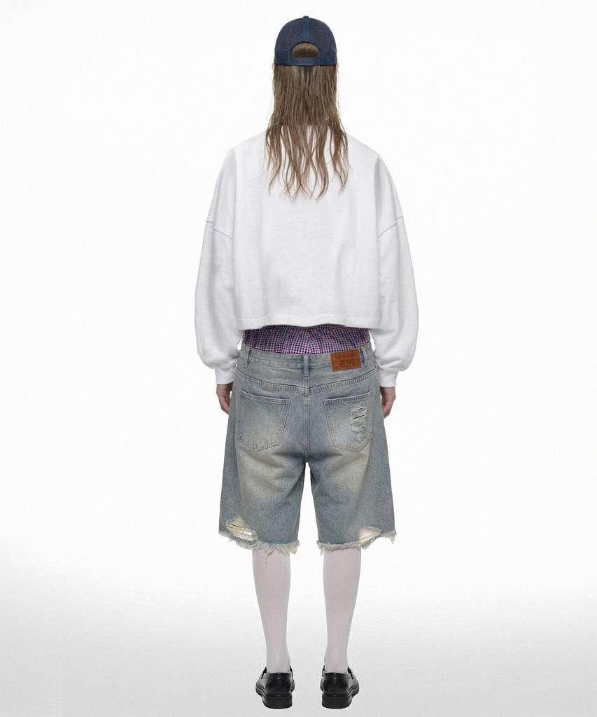 PRINOAR Refined Hughes Heavyweight Crop Long Sleeve T-Shirt - White