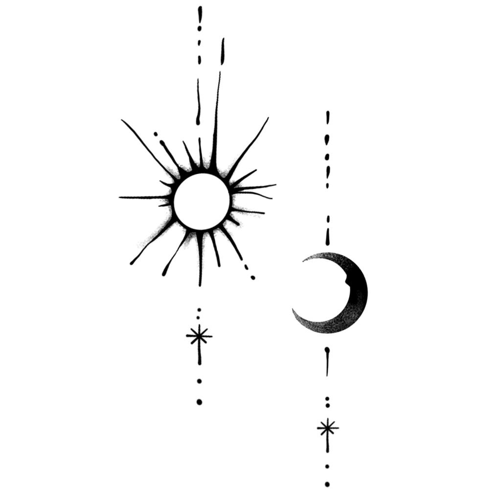 Advanced Sense Domineering Personality Thorn Totem Ribbon Sun Moon Stars Flower Lines Tattoo Sticker