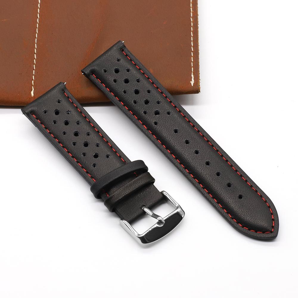 Onthelevel 18 19 20mm Leather Skin Watch Strap 22mm 24mm Soft Black Blue Brown Watchband With Quick Release Bar Wristband #E