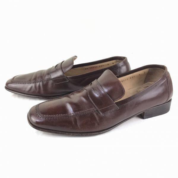 Salvatore Ferragamo Herrenschuhe Loafer Mokassin Slipper Braun Größe 9D 27.0-27.5 Made in Italy(GEBRAUCHT)