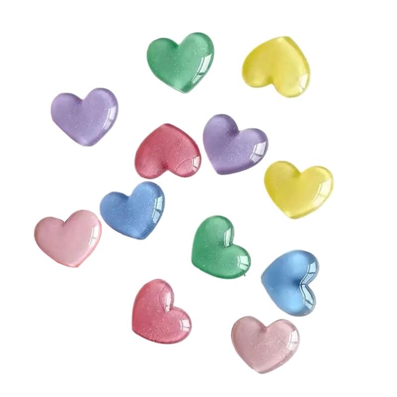 6pcs Colorful Heart Shape Glittering Refrigerator Magnets Fridge Magnetic Stickers For Kitchen, Classroom, Or Office Use
