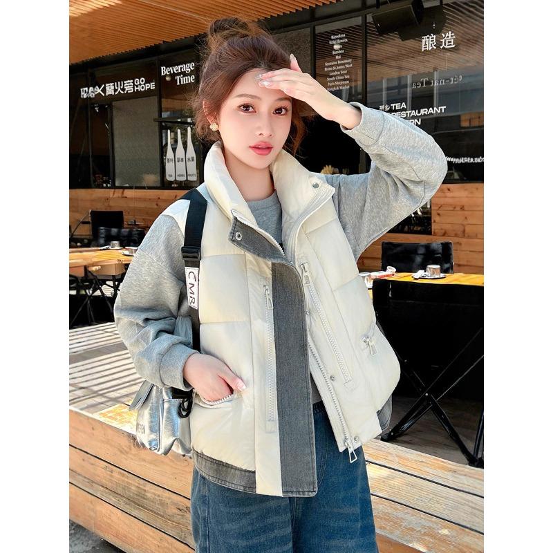 

New women s lightweight sleeveless collar stand-up collar high-quality jacket solid color thickened warm sports and leisure loose cotton jacket M