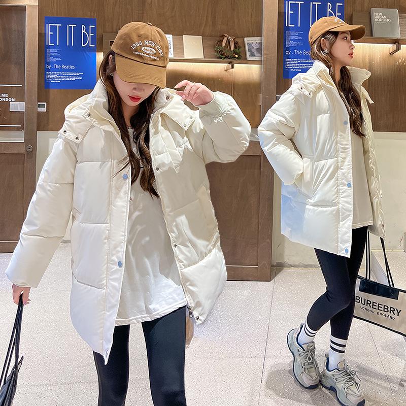 Meilade Women's Winter Korean Style Mid-Length Petite Down Cotton Coat - Thick Loose Fit Bread Jacket