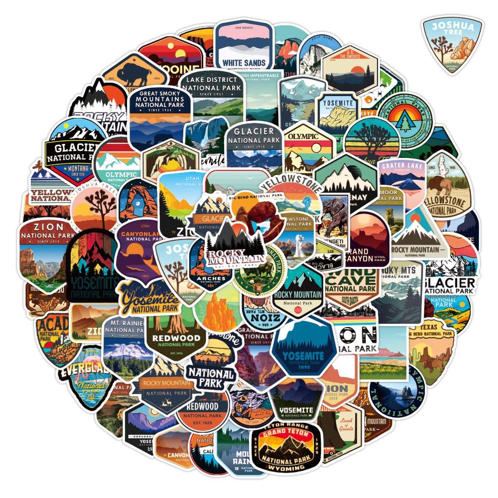 Waterproof Graffiti Stickers: 50-100 National Park Designs for Suitcases, Phones, Guitars, Laptops
