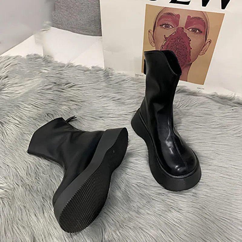 Spring and Autumn New Internet Celebrity Versatile Martin Boots Children 2025 Muffin Thick Sole After Zipper Thin Short Boots Ins Tide