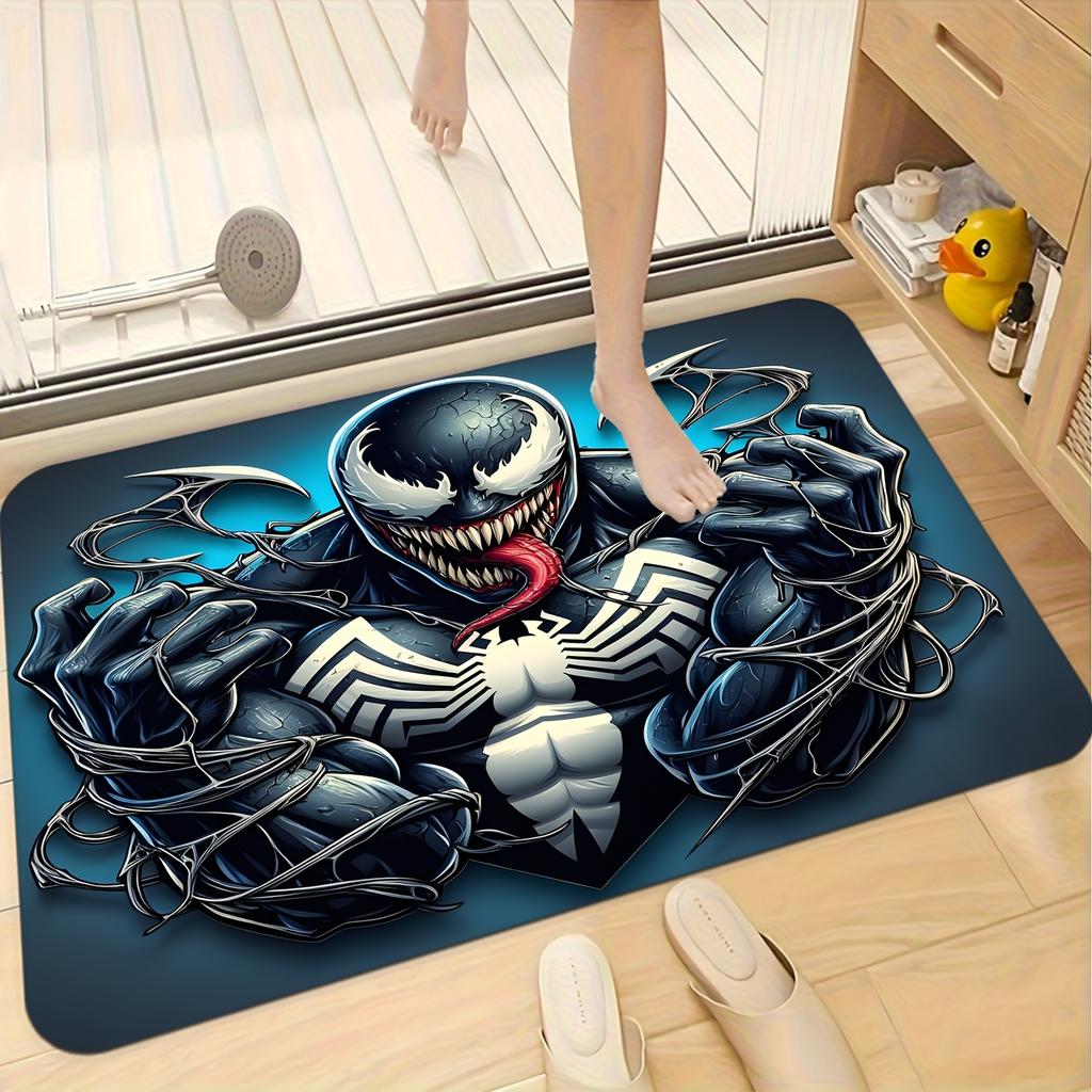 1 Authorized Marvel Venom Themed Printed Mat, a Rectangular Rug Made of Machine-Washable Flannel, Suitable As a Decorative Doo