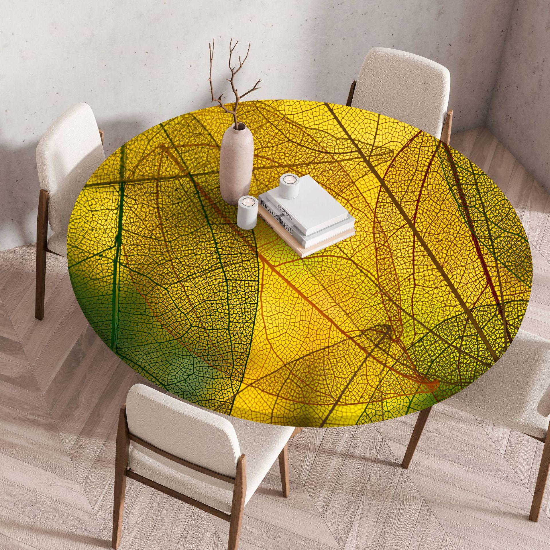 60-140см Скатерть Листья Растение Уличная Круглая Накидка на Стол Модный Узор Салфетка на Стол для Банкета Рождественской Вечеринки Обеденный Декор 60cm