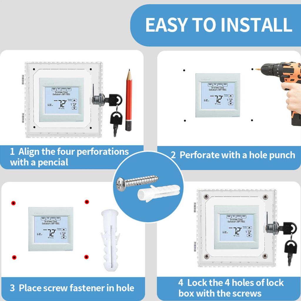 Transparent Thermostat Guard With Lock Acrylic Thermostat Lock Box With 2 Keys Ac Lock Box Cover Thermostat Cover For Home use