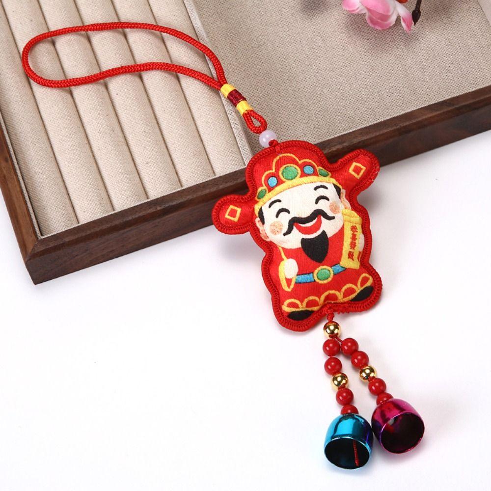 the god of fortune The God of Wealth Pendant Embroidered Red Chinese New Year Decoration Year of the Horse Chinese Style