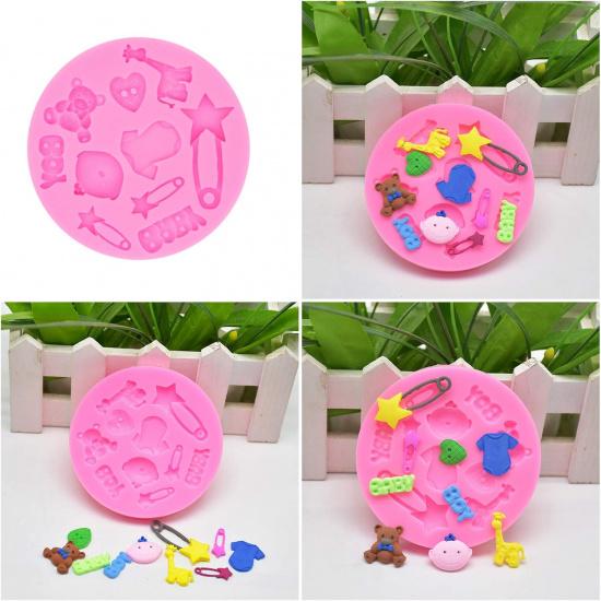 Rainmae 6Pcs Cute Baby Silicone Fondant Cake Mold Baby Birthday Party Kitchen Baking Mold Cake Decorating Moulds Modeling Tools Baby Shower Gender