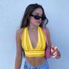 Women's Summer Striped Deep V Backless Strappy Top