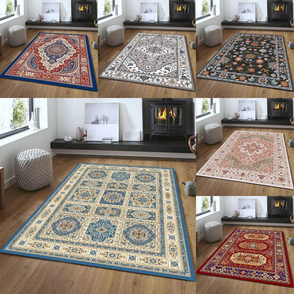 Washable Vintage Persian Style Carpet, Lightweight Floor Mat for Bedroom & Living Room, Soft Comfortable Modern Vintage Rug