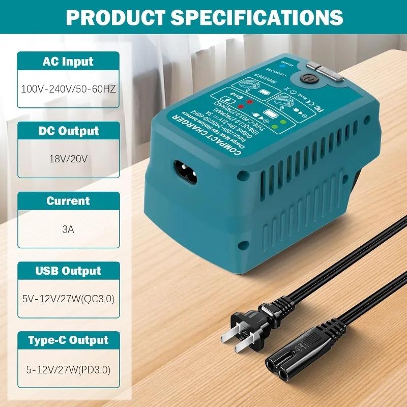 Multifunctional Lithium Battery Fast Charger for Makita/Dewelt/ Milwaukee/Craftsman 20V Batteries Music Function Adapter