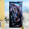 Gothic Illustrations Customizable Name Beach Towel Super Soft Microfiber Quickdry Fabric Perfect for Traveling Yoga Camping and Swimming
